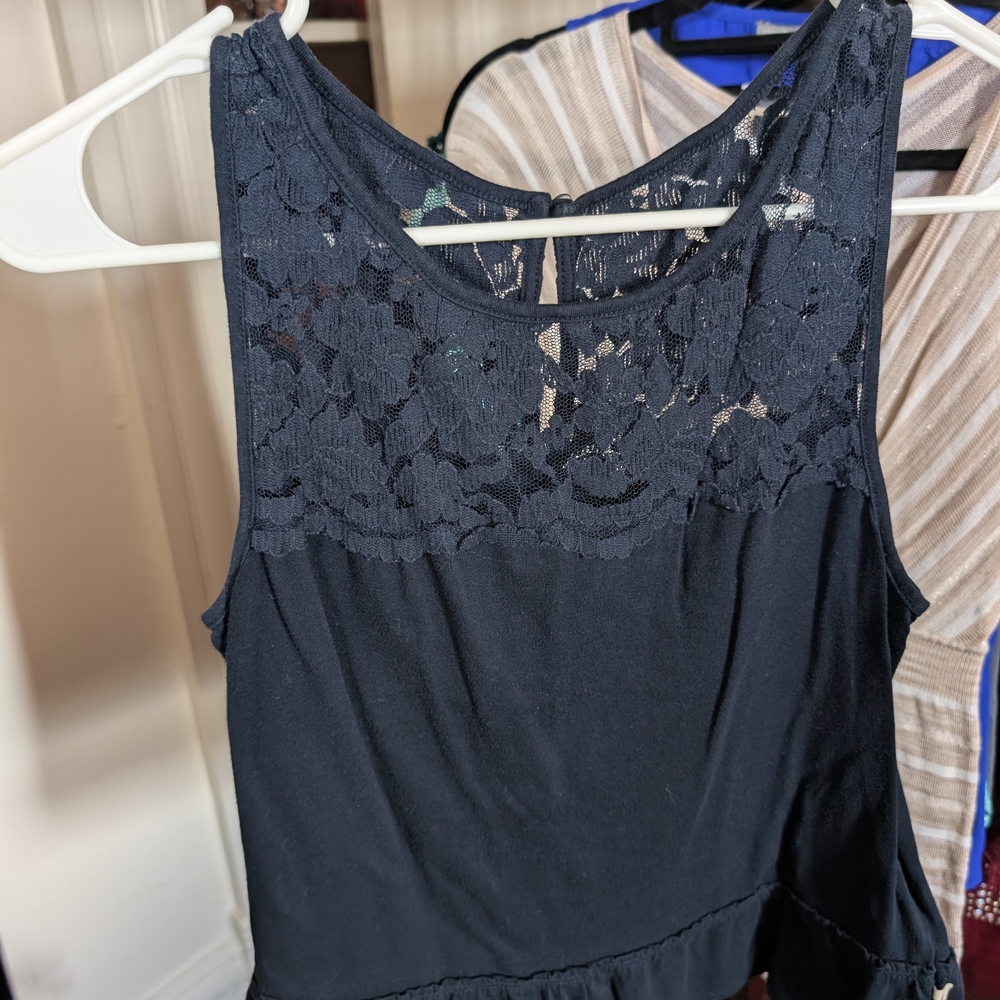 Elegant Navy Lace Women's Top